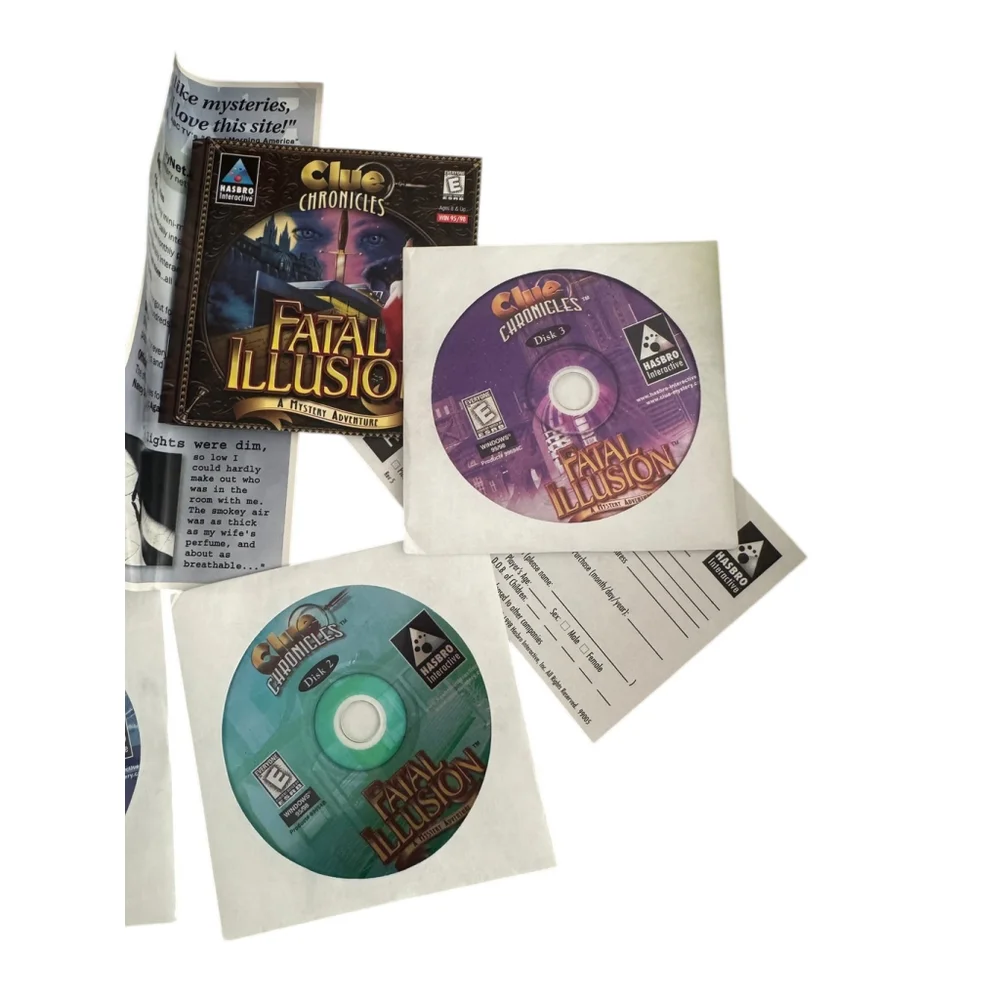 Clue Chronicles Fatal Illusion PC Game from 90's, original box and Disks